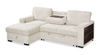 Pocket 2-piece Left-facing Linen-Look Fabric Sleeper Sectional with Storage - Beige | Sofa-lit sectionnel de gauche Pocket 2 pièces en tissu d’apparence lin avec rangement - beige