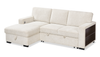 Pocket 2-piece Left-facing Linen-Look Fabric Sleeper Sectional with Storage - Beige | Sofa-lit sectionnel de gauche Pocket 2 pièces en tissu d’apparence lin avec rangement - beige