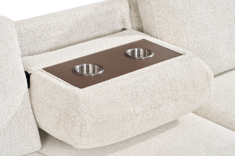 Pocket 2-piece Right-facing Linen-Look Fabric Sleeper Sectional with Storage - Beige