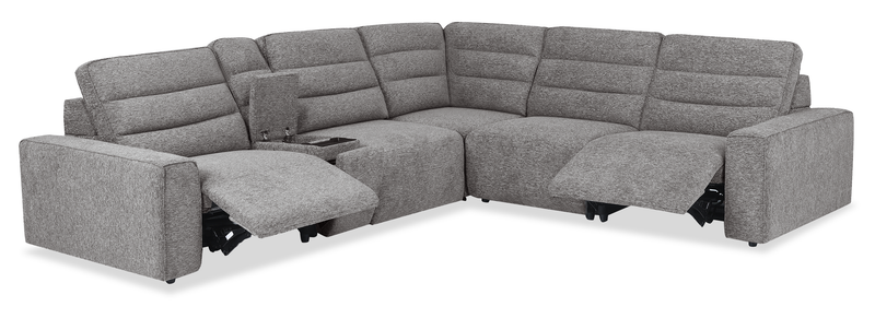 Shaquille O’Neal Home Prestige 6-Piece Sectional with Power Reclining – Grey