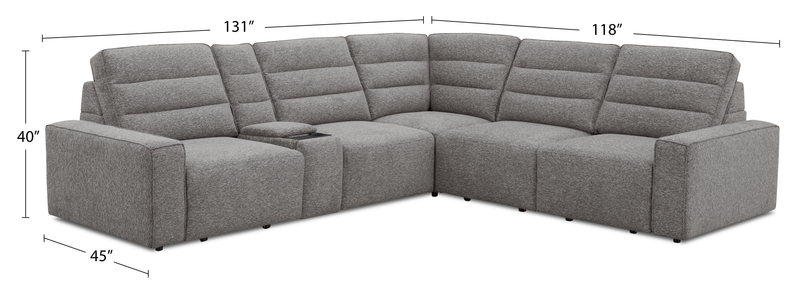 Shaquille O’Neal Home Prestige 6-Piece Sectional with Power Reclining – Grey