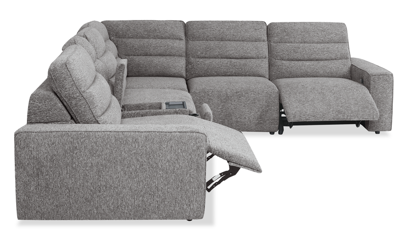 Shaquille O’Neal Home Prestige 6-Piece Sectional with Power Reclining – Grey