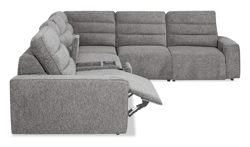 Shaquille O’Neal Home Prestige 6-Piece Sectional with Power Reclining – Grey