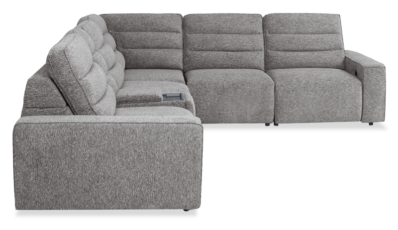 Shaquille O’Neal Home Prestige 6-Piece Sectional with Power Reclining – Grey