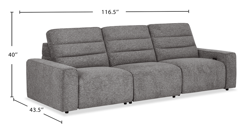 Shaquille O’Neal Home Prestige 3-Piece Power Reclining Sofa – Grey 