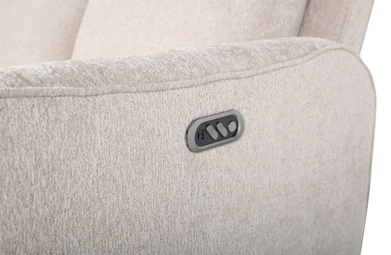 Primrose 71” Chenille Fabric Power Reclining Loveseat with Power Headrest – Linen