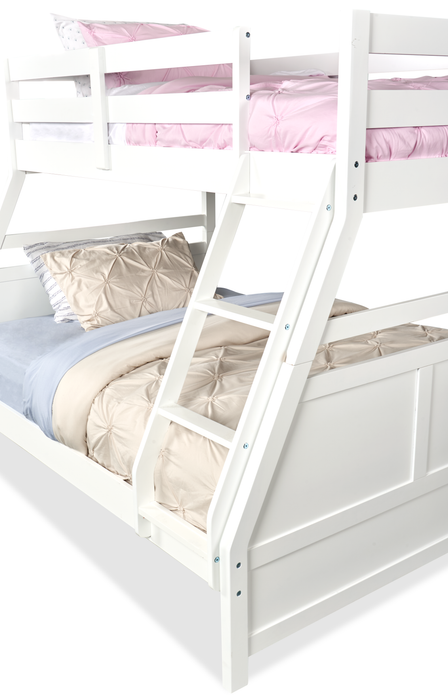 Quinn Bunk Bed with Built-in Staircase Dresser & Guard Rail for Kids, White - Twin/Twin