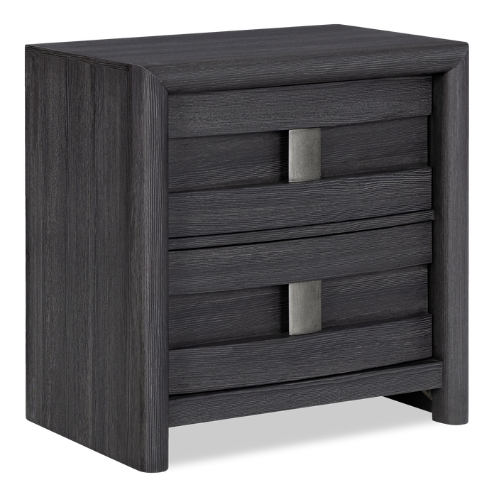 Rocco Bedside 2-Drawer Nightstand with Built-In Charging Port, 25\"W x 26\"H - Dark Grey