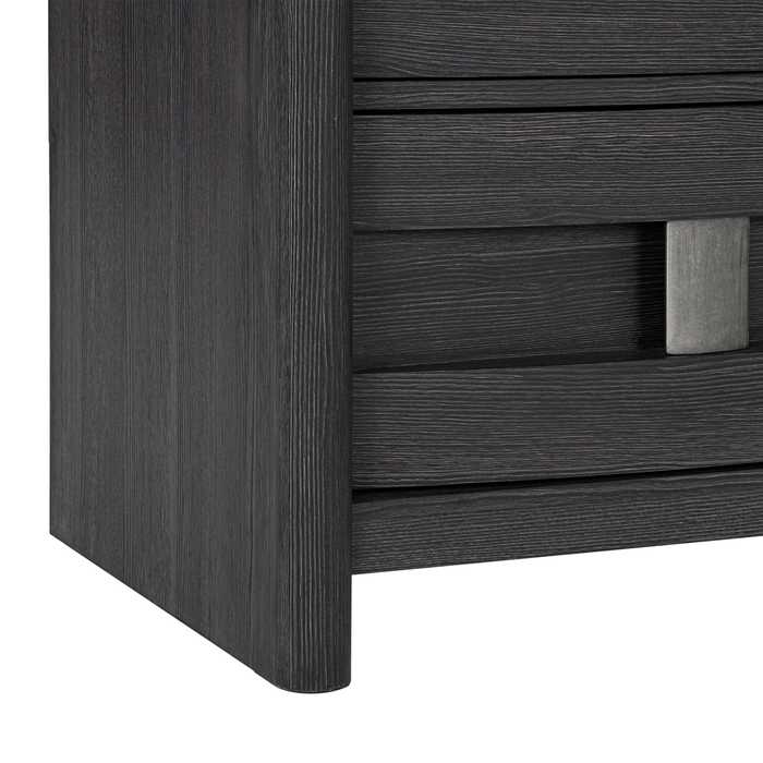 Rocco Bedside 2-Drawer Nightstand with Built-In Charging Port, 25\"W x 26\"H - Dark Grey