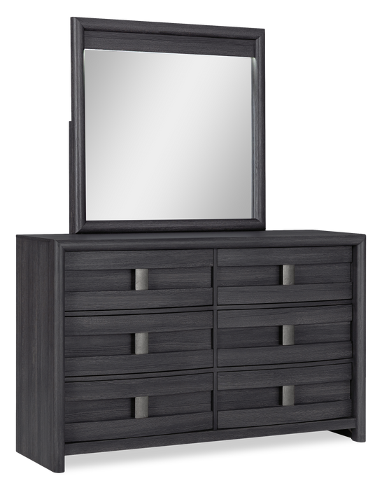 Rocco Bedroom 6-Drawer Dresser, 62\"W x 37\"H - Dark Grey