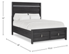 Rocco Storage Bed with 2 Built-In Footboard Drawers & LED Lit Headboard, Dark Grey - Queen Size  | Lit de rangement Rocco avec 2 tiroirs de pied de lit intégrés et tête de lit illuminée à DEL, gris foncé - format grand lit