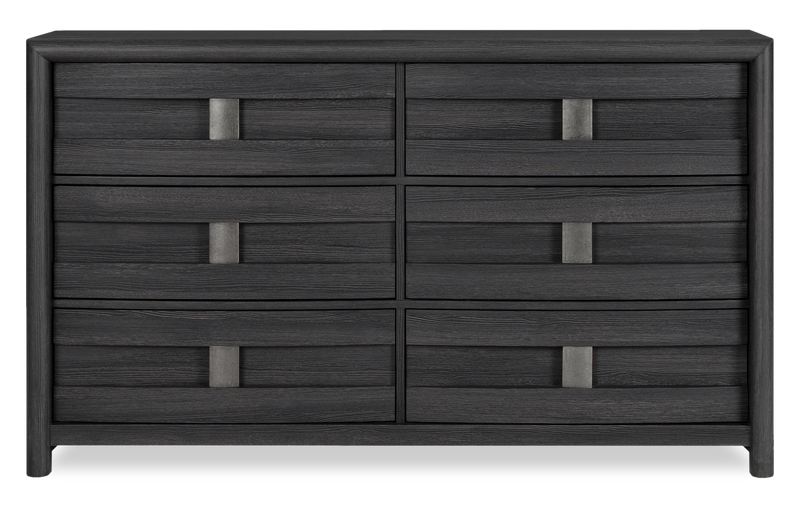 Rocco 5pc Bedroom Set with LED Lit Storage Bed, Dresser & Mirror, Dark Grey - Queen Size