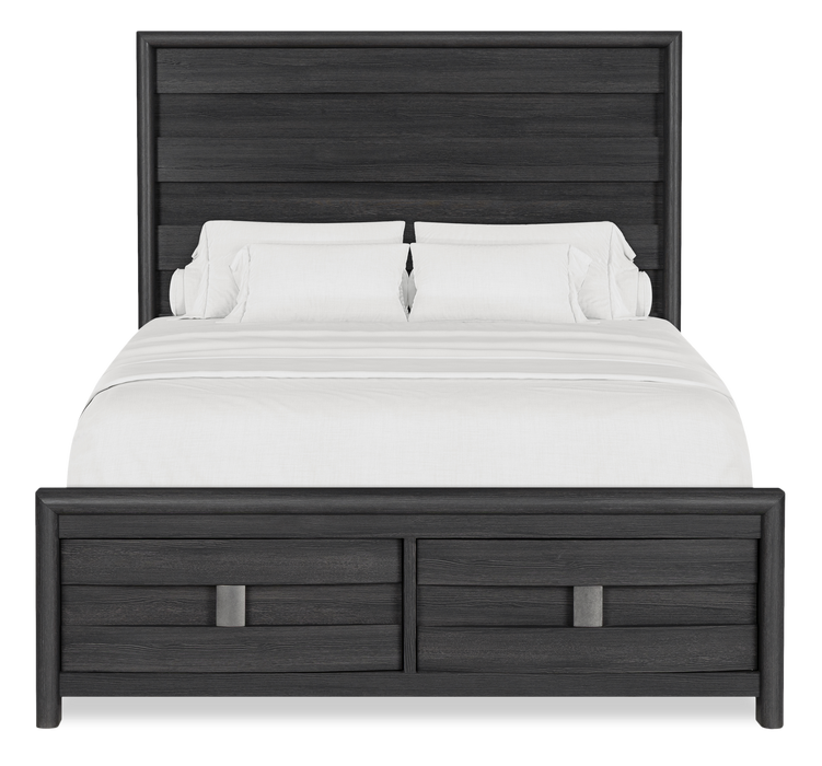 Rocco 6pc Bedroom Set, LED Storage Bed, Dresser, Mirror & Nightstand, Dark Grey - Queen Size