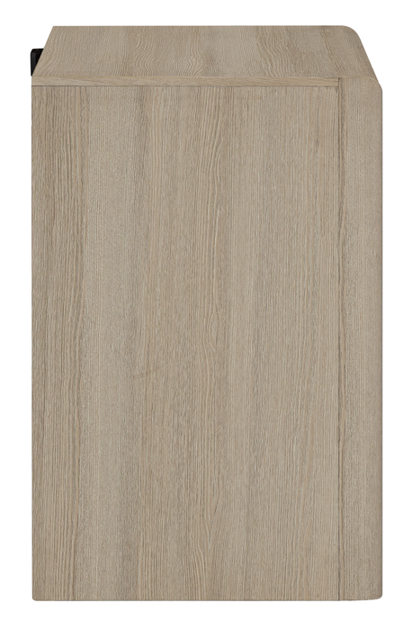 Rocco Bedside 2-Drawer Nightstand with Built-In Charging Port, 25\"W x 26\"H - Light Brown