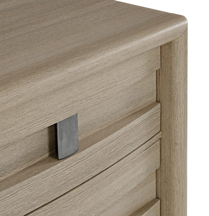 Rocco Bedside 2-Drawer Nightstand with Built-In Charging Port, 25\"W x 26\"H - Light Brown
