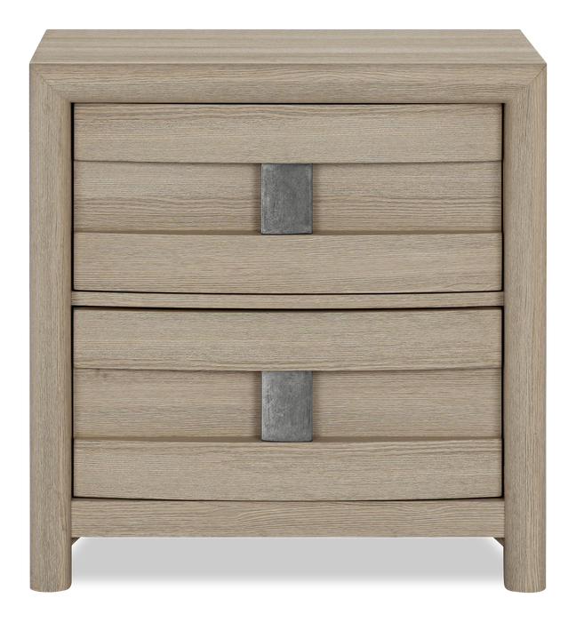 Rocco Bedside 2-Drawer Nightstand with Built-In Charging Port, 25\"W x 26\"H - Light Brown