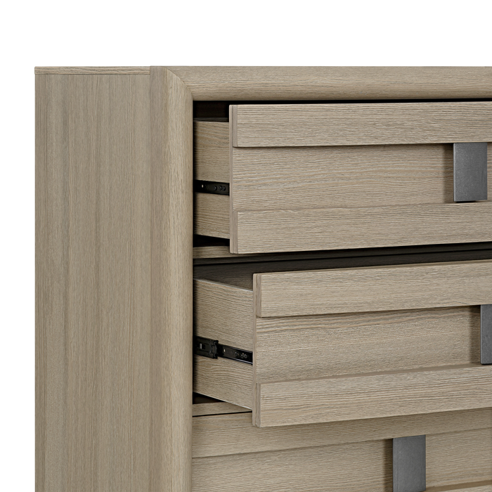 Rocco Bedroom Chest of Drawers, 5-Drawer, 36\"W x 52\"H - Light Brown