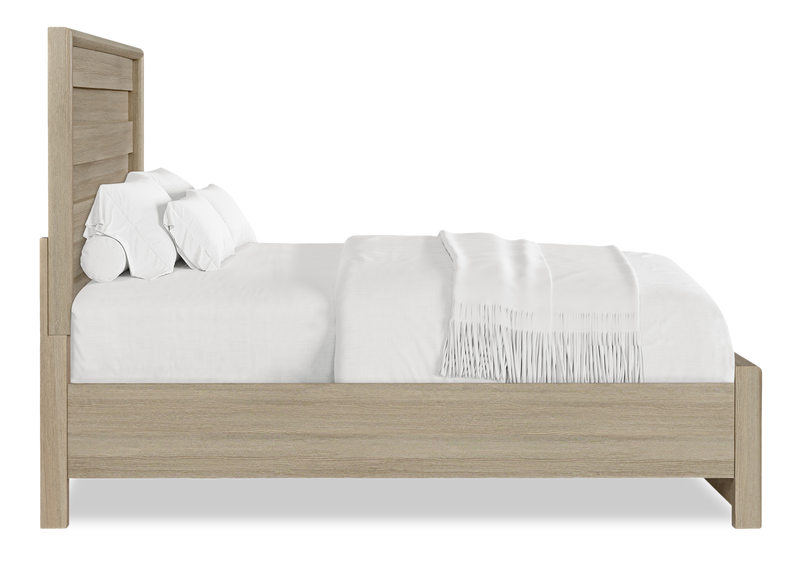 Rocco Storage Bed with 2 Built-In Footboard Drawers & LED Lit Headboard, Light Brown - Queen Size