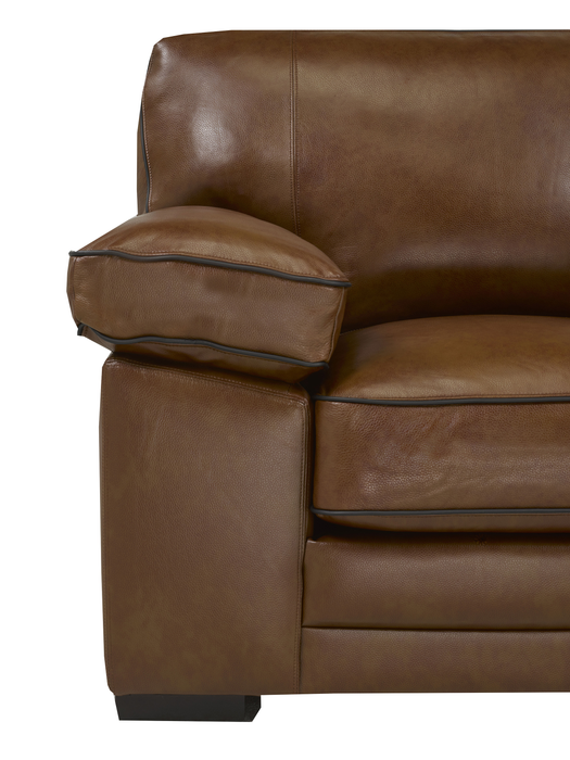 Rodeo 67” Top-Grain Genuine Leather Loveseat with Removable Cushions – Chestnut