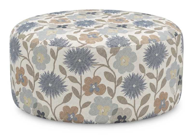 Made in Canada Customizable Sofa Lab Round 38\" Fabric Ottoman – Dragonfly Accent Fabric 