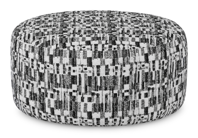 Made in Canada Customizable Sofa Lab Round 38\" Fabric Ottoman – Noir Accent Fabric 