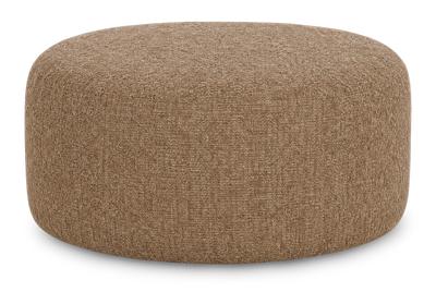 Made in Canada Customizable Sofa Lab Round 38" Fabric Ottoman – Chenille Praline | Pouf courbé personnalisable de Sofa Lab de 38 po fabriqué au Canada en tissu - Chenille Praline