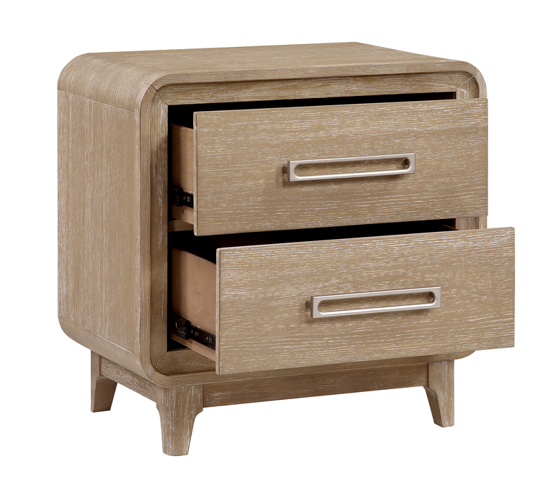 Sasha Bedside 2-Drawer Nightstand, 28\"W x 27\"H - Natural Oak Brown