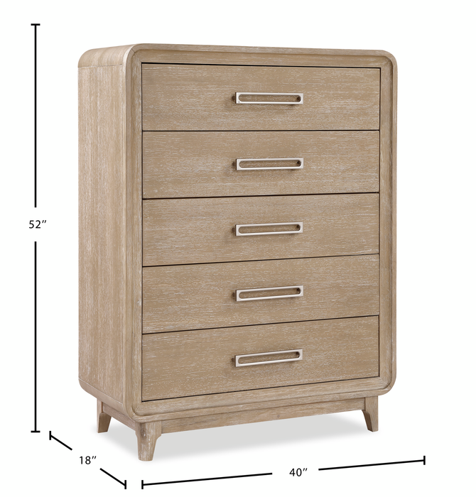 Sahsa Bedroom Chest of Drawers, 5-Drawer, 40\"W x 52\"H - Natural Oak Brown