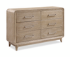 Sasha Bedroom 6-Drawer Dresser, 62"W x 38"H - Natural Oak Brown