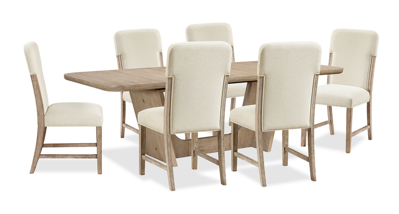Austin 7pc Extension Dining Set with Table & 6 Chairs, 82-94\"W - Taupe & Natural Oak Brown