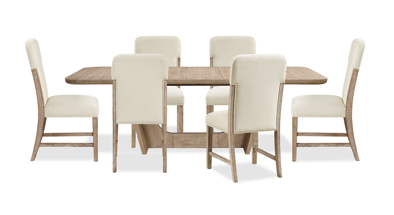 Austin 7pc Extension Dining Set with Table & 6 Chairs, 82-94\"W - Taupe & Natural Oak Brown