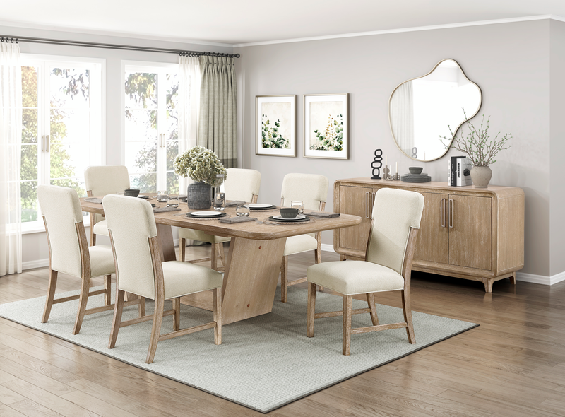 Austin 7pc Extension Dining Set with Table & 6 Chairs, 82-94\"W - Taupe & Natural Oak Brown
