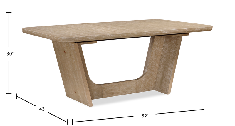 Austin 5pc Extension Dining Set with Table & 4 Chairs, 82-94\"W - Taupe & Natural Oak Brown