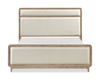 Sasha Panel Bed with Fabric Headboard & Footboard, Natural Oak Brown - Queen Size | Lit à panneaux Sasha avec tête et pied de lit en tissu, brun chêne naturel - format grand lit