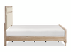 Sasha Panel Bed with Fabric Headboard & Footboard, Natural Oak Brown - Queen Size | Lit à panneaux Sasha avec tête et pied de lit en tissu, brun chêne naturel - format grand lit