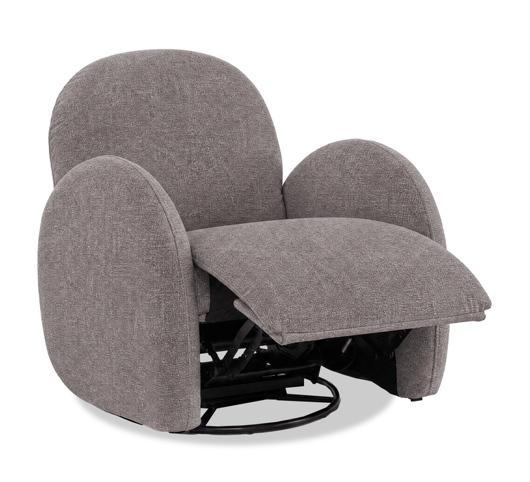 Shay 33\" Chenille Fabric Swivel Glider Reclining Accent Chair - Grey