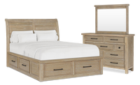 Sonoma 5pc Bedroom Set with Storage Bed, Dresser & Mirror, Light Brown - King Size