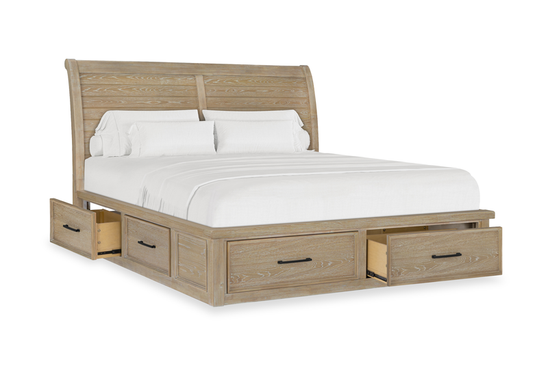 Sonoma 6pc Bedroom Set with Storage Bed, Dresser, Mirror & Nightstand, Light Brown - King Size