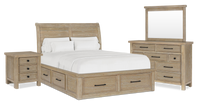 Sonoma 6pc Bedroom Set with Storage Bed, Dresser, Mirror & Nightstand, Light Brown - Queen Size 
