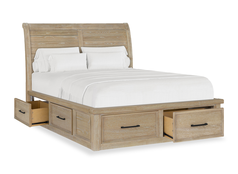 Sonoma Platform Storage Bed with Headboard & Frame, Light Brown - Queen Size
