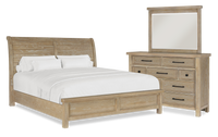Sonoma 5pc Bedroom Set with Bed, Dresser & Mirror, Light Brown - King Size 