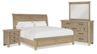 Sonoma 6pc Bedroom Set with Bed, Dresser, Mirror & Nightstand, Light Brown - King Size