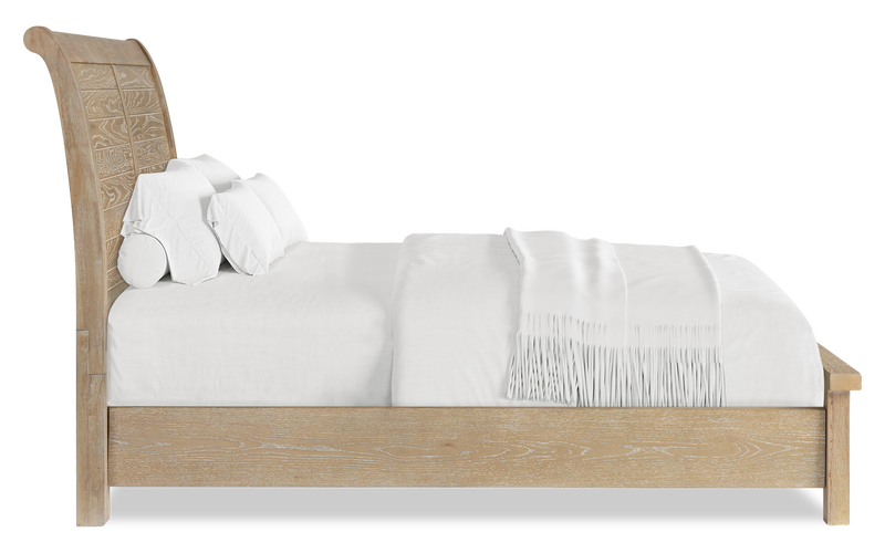 Sonoma Panel Bed with Headboard & Frame, Light Brown - Queen Size