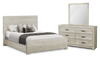 Soren 5pc Bedroom Set with Panel Bed, Dresser & Mirror, Bleached Oak - Queen Size