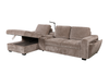 Sunset Linen-Look Fabric Left-Facing Sleeper Sectional with Storage and Built-In LED Lighting – Taupe | Sofa-lit sectionnel de gauche Sunset en tissu d’apparence lin avec ports USB - taupe