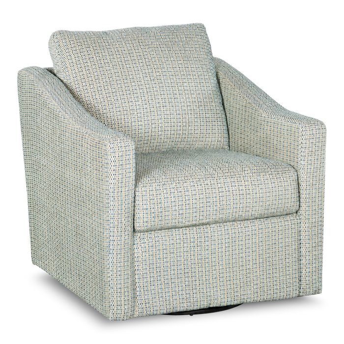 Made in Canada Sofa Lab Customizable Swivel 32\" Fabric Accent Chair – Peacock Accent Fabric 