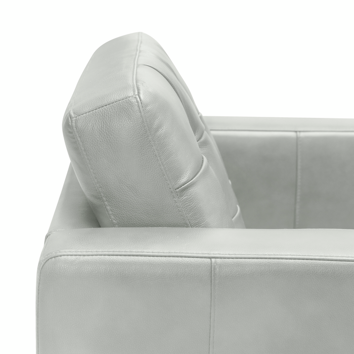 Theo 37\" Top-Grain Genuine Leather Chair with Removable Back Cushion and Wood Feet – Blue