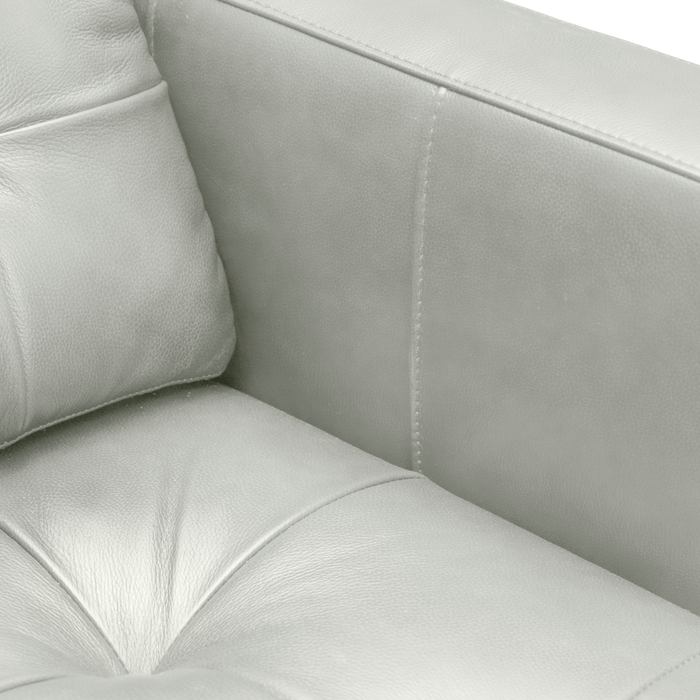 Theo 85\" Top-Grain Genuine Leather Sofa with Removable Back Cushion and Wood Feet – Blue