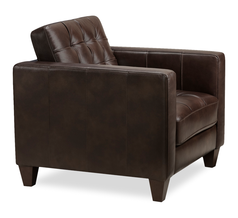 Theo 37\" Top-Grain Genuine Leather Chair with Removable Back Cushion and Wood Feet – Brown