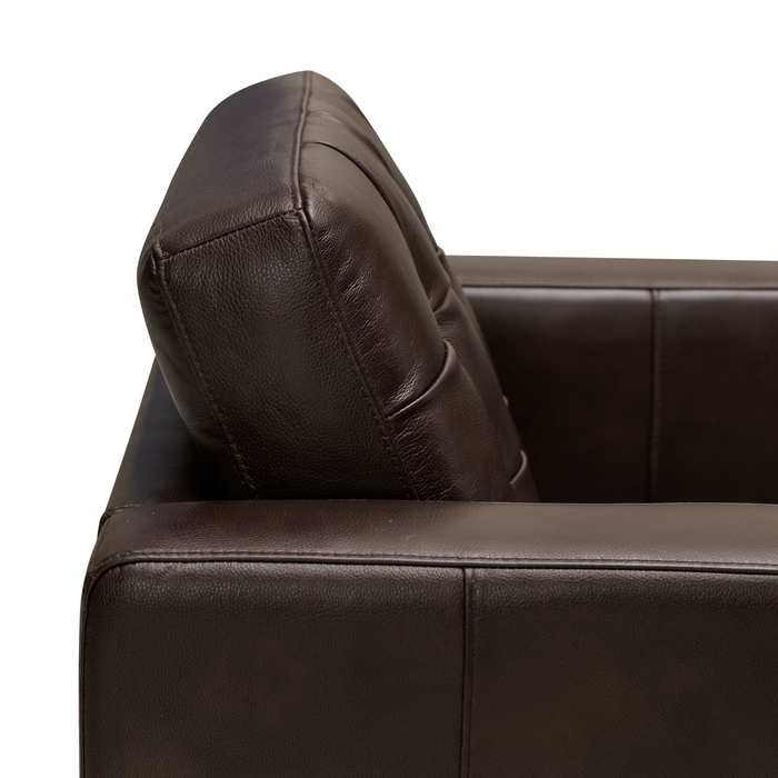 Theo 37\" Top-Grain Genuine Leather Chair with Removable Back Cushion and Wood Feet – Brown